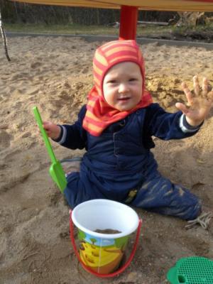 Na písku s novou výbavičkou